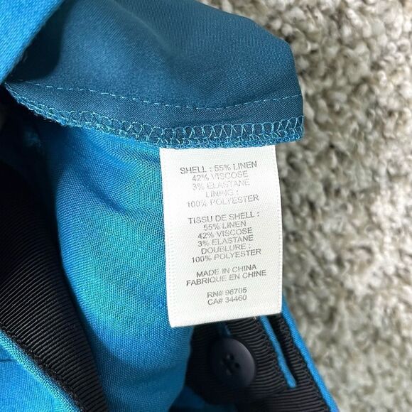 Rebecca Taylor Pants Women’s 4 Blue Linen Blend Crop - Picture 5 of 6